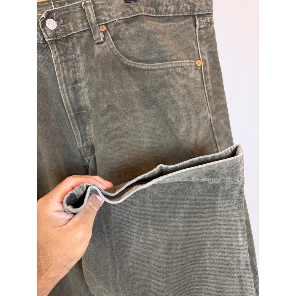 Vintage Levis 501 Mens Olive Green Jeans 40x26 USA Made Zipper Fly Custom Hem - Picture 5 of 7